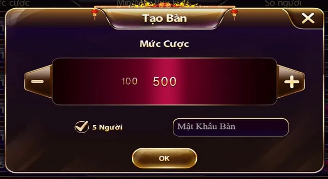 Tạo bàn với mức cược tùy ý tại Xì tố Zowin