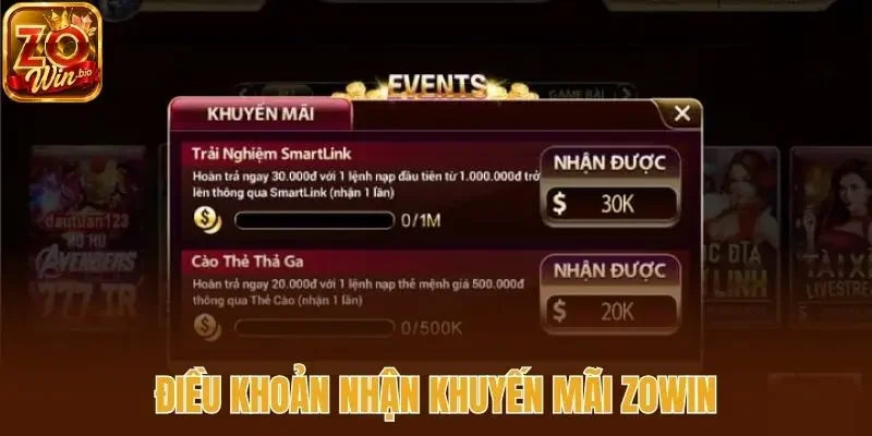 Điều khoản nhận khuyến mãi Zowin
